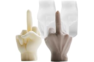 LSLEVA 2-Pack Middle Finger Shaped Silicone Candle Molds, Gesture Molds for Candle Making Resin Soap Casting Cake Chocolate, DIY Creative 3D Hand Molds for Gifts Home Decor, 3.8"