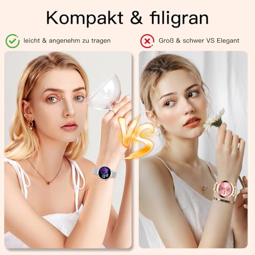 2026 Women's Smartwatch with ECG/Blood Pressure Monitor, 1.32 Inch AOD Health Watch with AI Dial & AI Smart Q&A, Bluetooth Calls/SPO-2/Aρnοe/Sleep/Pulse/HRV/BMI/Stress, Small Round Fitness Watch