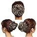 Scrunchy Updo Wavy Straight Hair Bun Clip Messy Donut Chignons Synthetic Hairpiece Hair Extension (medium brown & bleach blonde-thicker)