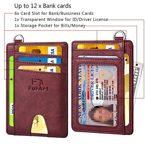 FurArt Slim Minimalist Wallet, Front Pocket Wallets, RFID Blocking, Credit Card Holder with Disassembly D-Shackle - Thumbnail 5