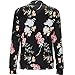 Farktop Women's Embroidery Patch Velvet Biker Bomber Flight Jacket (XL, Black 01)