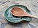 Spoon Rest, Ceramic Spoon Rest with Dahlia Carving in Teal
