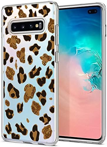Heaofei Leopard Pattern Case for Samsung Galaxy S10 Plus Clear Design Transparent TPU Bumper Protective Case Cover for Samsung Galaxy S10+ 6.4inch