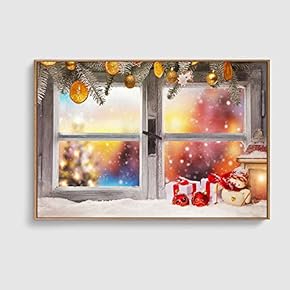 Framed Canvas Home Artwork Decoration Merry Christmas Canvas Wall Art for Living Room, Bedroom - 16x24 inches