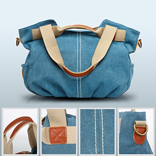 Eshow Women Canvas Shoulder Bag Hobo Handbags and Purse Cross-Body Bag Messenger Bag Travel mom bag for women - Thumbnail 4