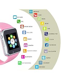 Smartwatch Bluetooth inteligente reloj teléfono inteligente Android reloj de pulsera, Rosado