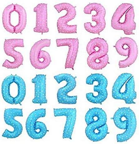 40Inch Pink/Blue Color Number 0-9 Foil Balloons for Weeding, Kids Birthday Party Supplies ,Baby Shower Balloons Party Decoration