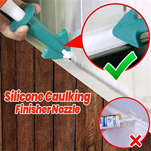 3pcs Nozzle Plus Rubber Caulking Tools, Rubber Caulking Finisher Nozzle,Sealant Nozzle, Caulking Tools Rubber Sealant Finishing Tool Grout Scraper, Great Tools for Kitchen Bathroom Window (Blue) - Thumbnail 7