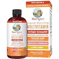 MaryRuth Organics Liquid Multivitamin+Hair Growth | Biotin 10000mcg | Lustriva Hair Growth Supplement | Clinically Tested in Women for Thicker Hair&Facial Wrinkle | Skin Care | Ages 18+ | 15.22 Fl Oz
