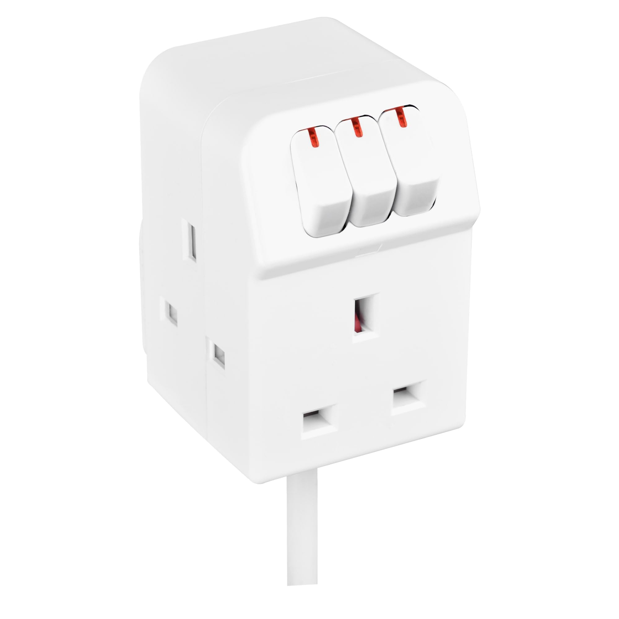 Masterplug Three Socket Extension Lead with Individual Switches, White