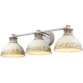 Rustic 3-Light Vanity Light in Antique Black Iron with Aged Galvanized Steel Frame 7.8 inches H X 28.8 inches W-Aged Galvaniz