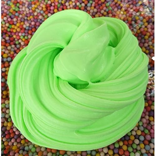 Fluffy Slime Ice Cream Green Non-sticky Super Soft Fluffy Floam Slime 6 OZ With Colorful Foam Balls Stress Relief Sludge Toy for Adult Kids, ASTM Certified (ice cream green)