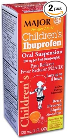 Amazon Com Children S Ibuprofen Pain Reliever And Fever Reducer 4 Oz Pack Of 2 Total 8 Oz Grape Flavored Oral Suspension For Ages 2 11 Health Personal Care