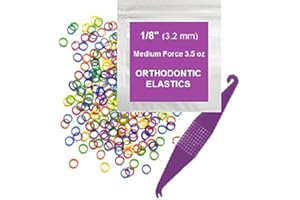 PRAIRIE HORSE SUPPLY 1/8 Inch Orthodontic Elastic Rubber Bands, 100 Pack, Neon, Medium 3.5 Ounce Small Rubberbands Dreadlocks Hair Braids Fix Tooth Gap, Free Elastic Placer for Braces