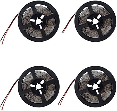 AmmToo 4 Pack 16.4ft 5m LED Flexible Strip Light 300 Units SMD 3528 LEDs12V DC Non-waterproof Light Strips, DIY Christmas Holiday Party Lighting and Decoration (4, Warm White,2800-3200K)