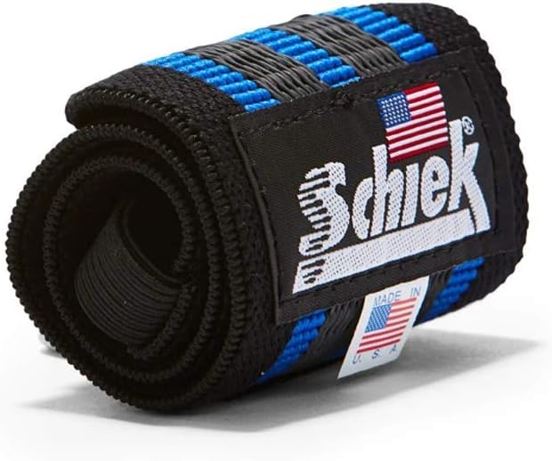Schiek Sports Blue Line Heavy Duty Rubber Reinforced Wrist Wraps -18"-Black/Blue : Sports & Outdoors