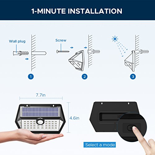 LITOM Solar Lights Outdoor, 40 LED Wireless Wide Angle Motion Sensor Light, IP65 Waterproof Security Solar Light, Three Working Modes for Front Door, Yard, Garage, Deck, Porch, Shed, Walkway-2 Pack