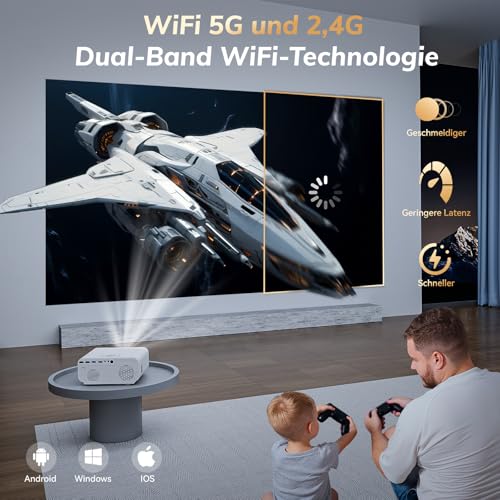 Projector 4K Officially Licensed App: 1300 ANSI Auto Focus & 6D Keystone Correction Smart Projector Home Cinema ZOOMCAT 1080P Full HD WiFi6 Bluetooth 5.3 Outdoor Projector, Compatible with Netflix