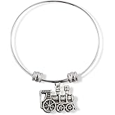 Emerald Park Jewelry Steam Engine Train Fancy Charm Bangle