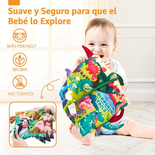 hahaland Baby Books Toys Babies 0 3 6 Months, 2 Pieces Soft Cloth Books for Babies 6-12 Months, Animals, Activity Book Sensory Gift Baby 1 Year