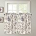 H.VERSAILTEX Kitchen Curtains 24 Inch Length Vintage Floral Beige Sage Blue Curtain Tiers Pair for Bathroom/Kitchen Windows Rod Pocket Small Curtains for Kitchen (2 Panels, Each 29