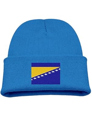 Flag Of Bosnia and Herzegovina Kid's Hats Winter Funny Soft Knit Beanie Cap Children Unisex