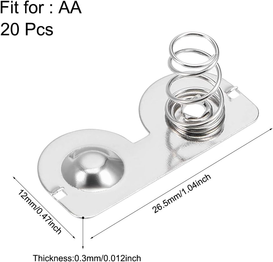 sourcing map 20 Pcs AA Battery Negative to Positive Conversion Spring Contact Nickeling Plate 26.5mmx12mm - Image 3
