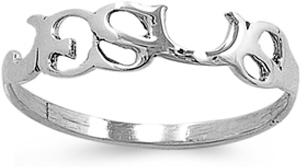 Sterling Silver JESUS Ring Christ Christian Religious Band Solid 925