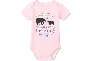 Besserbay Baby Happy 1st Mother's day Soft Cotton Bodysuit Romper Outfit Infant Breathable One-Piece Onesie 0-12 Months