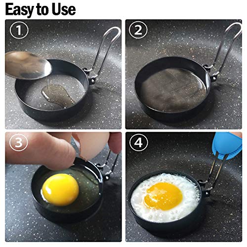 Egg Ring, Round Pancake Mold, Professional Egg Cooker Rings For Cooking, Stainless Steel Non Stick Round Omelet Mold For Fried Egg and Sandwiches(4 PCS)