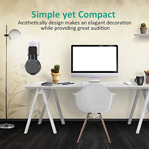 Bovon Outlet Wall Mount Hanger Holder Stand for Echo Dot 3rd Generation, Best Space-Saving Dot Accessories with Cord Management for Your Smart Home Speaker Without Mess Wires or Screws (Black) - Thumbnail 4