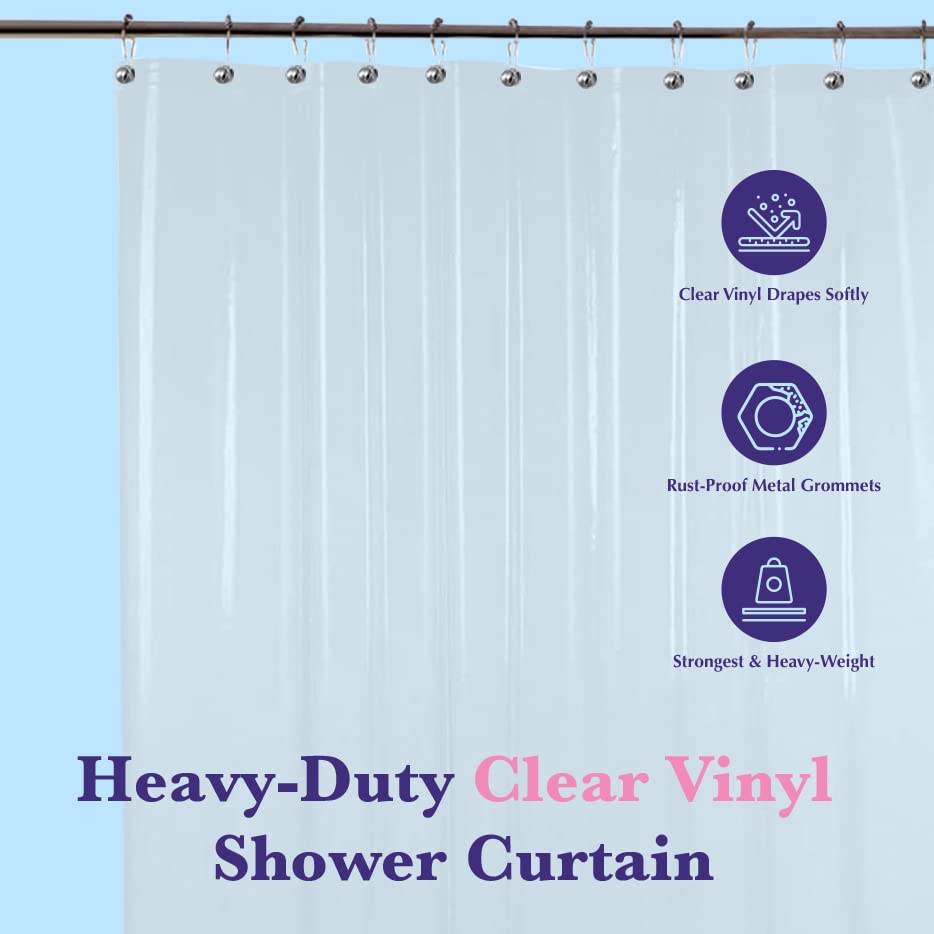Epica Strongest HeavyDuty Clear Vinyl Shower Curtain Liner 72 inches