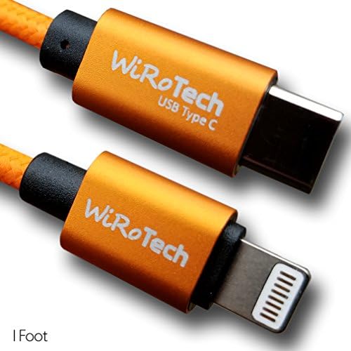 USB C Cable, WiRoTech Orange USB-C to Lightning Fast Charging Cable (1 foot, Orange)