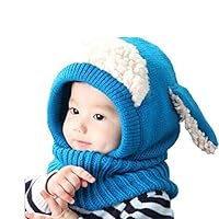 Iuhan Winter Baby Kids Girls Boys Warm Woolen Coif Hood Scarf Caps Hats (Blue)