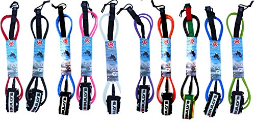 Bully's Regular Surfboard Leash - Choice of Size and Color (Blue, 8')