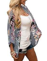Kimono para dama de chifón floral con capas, blusa