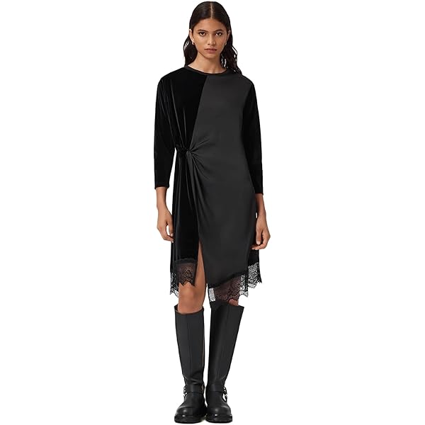 AllSaint's Women's Dress Faye Snap Dress Mid Indigo XS at Amazon