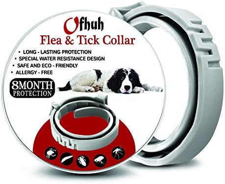 OFHUH Dog Flea and Tick Collar - Tick Prevention Treatment Up to 8-Month - Adjustable and Waterproof Dog Flea and Tick Control with 100% Natural Essential Oil