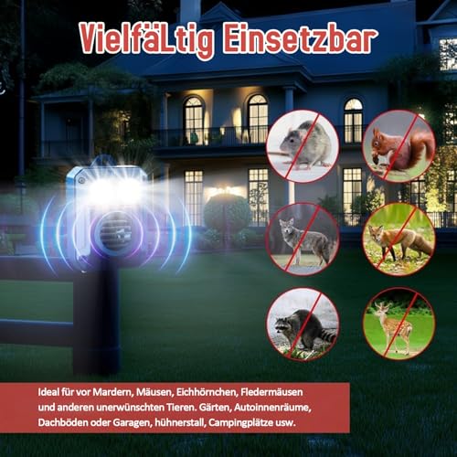 MEKEET Marten Repellent, Marten Repellent Attic, Marten Repellent, Marten Deterrent, Car, Ultrasonic Mouse Repellent with Flash Light, Marten Deterrent, Garden, Marten Rat, Battery Operated for Cars