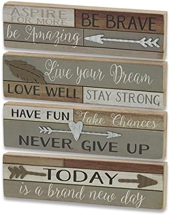Inspirational Mini Wooden Wall Sign w/ Rustic Country Charm Home Decor Sign Set