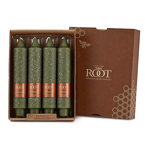 Root Candles Timberline Collenette-Kerzen-Set, geruchlos, tropffreies Bienenwachs, 4 Stück, 17,8 cm, Dunkles Olivgrün