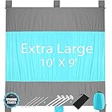 KeShi Sand Free Beach Blanket, Extra Large Oversized 9' x 10' for 7 Adults, Compact Outdoor Beach Mat, Quick Drying, Lightweight & Durable, Ultra Portable for Beach, Picnic, Camping