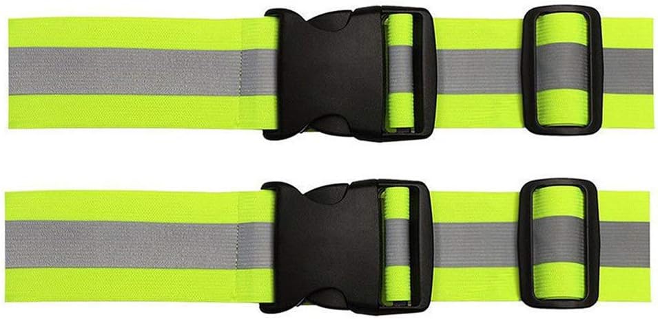 YAIKOAI 2 Pieces Reflective Elastic Belt Security Glow Belt Adjustable Safety Sash with Buckle Clip for Running, Cycling, Walking