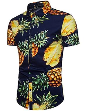 Men's Pineapple Shirt Button Down Tropical Floral Shirt