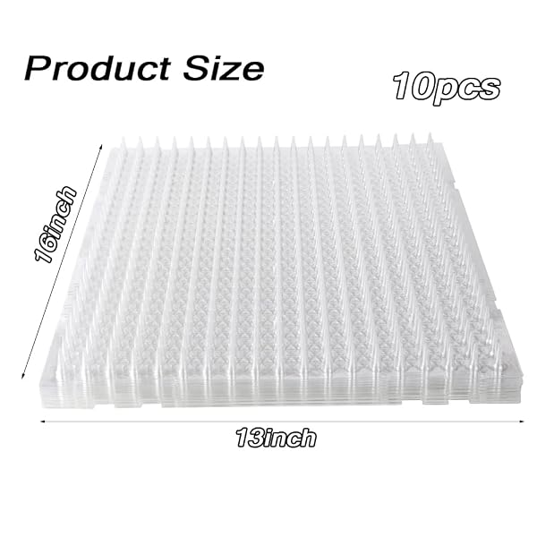 CAT SPIKE MAT OUTDOOR INDOOR CAT DETERRENT SCAT MAT KEEP CATS/DOGS OFF COUNTER PET DETERRENT TRAINING MATS PLASTIC MATS WITH SPIKES (18.3 SQ.FT,16″ X 13″) (10)