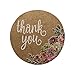 Brown Kraft Floral Thank You Stickers / 1000 Thanks Flowers Labels Roll / 1.5