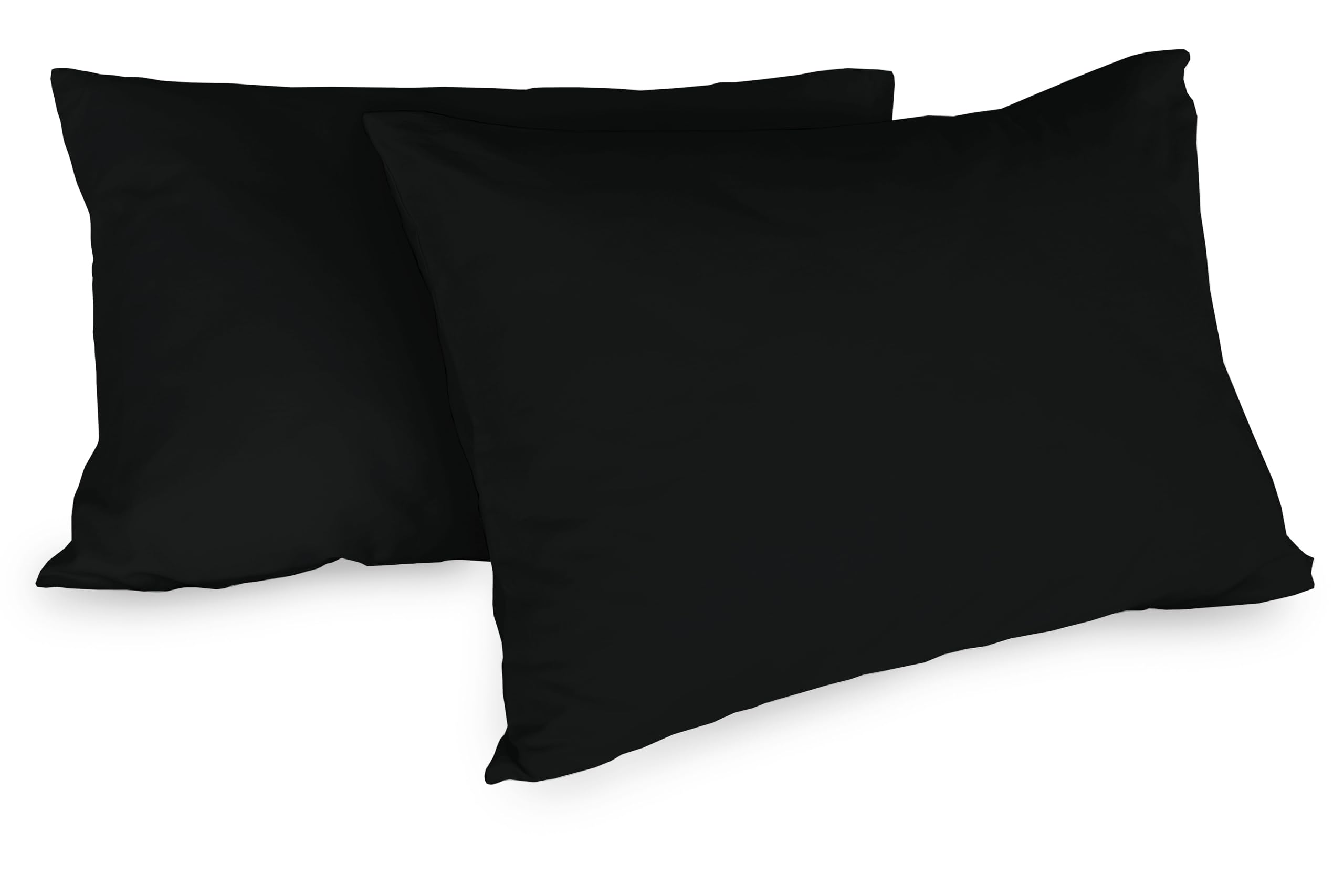 Zer0bed, Pair of Pillowcases in Cotton, 52 x 80 cm, Black, Set of 2, Plain Colour, 100% Cotton, Bed Pillow, Envelope Closure