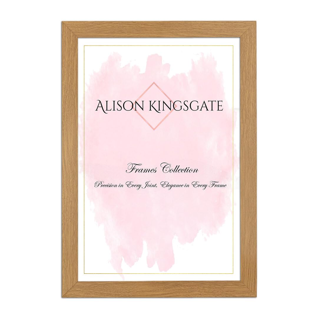 Alison Kingsgate Sleek 7X5 Picture Frame - Engineered Wood with Shatterproof Perspex Front -Perfect for Photos, Posters, Certificates -Suitable for Wall Mount or Tabletop Display - Oak