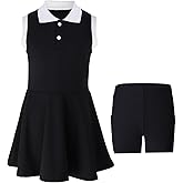 SPFASZEIV Girls Tennis Dress Kids Polo Golf Dress with Separate Shorts Pockets Sleeveless Toddler Tennis Outfit 5-15 Years