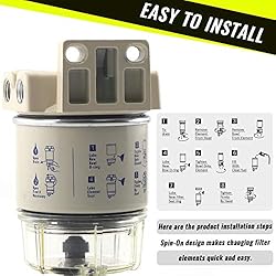 BARTOO R12T Fuel Water Separator Marine,10 Micron